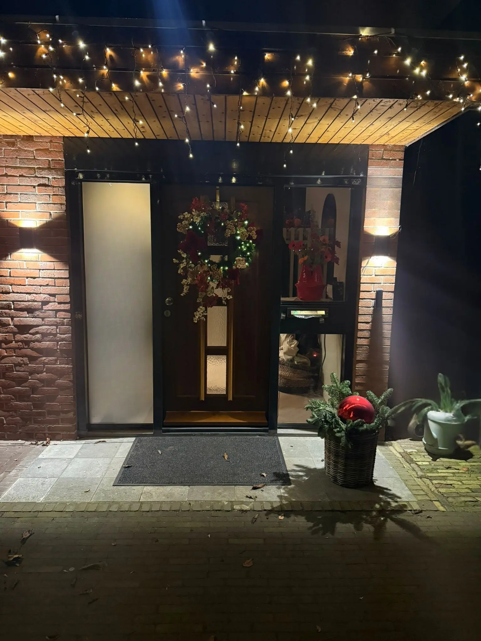 Beautiful home entrance with festive decorations